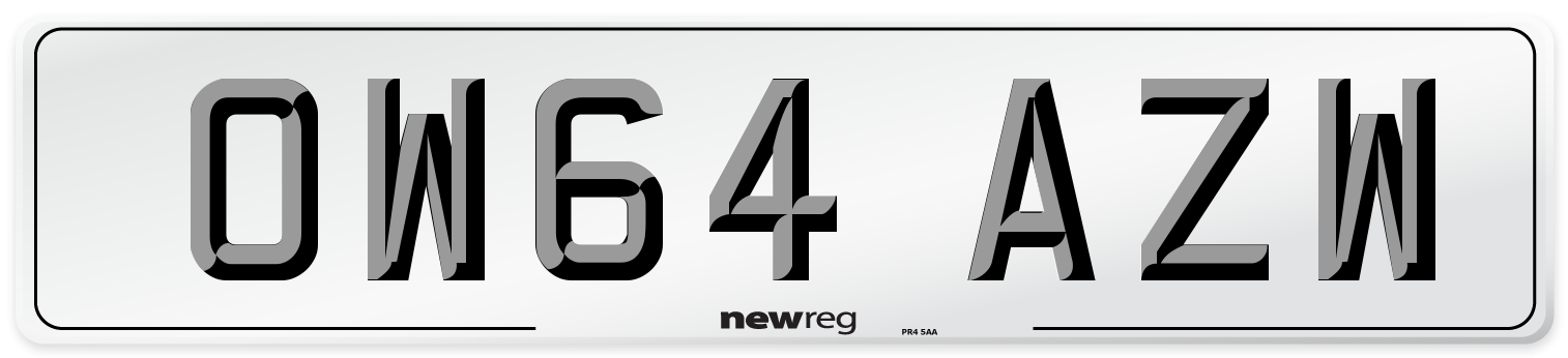 OW64 AZW Number Plate from New Reg